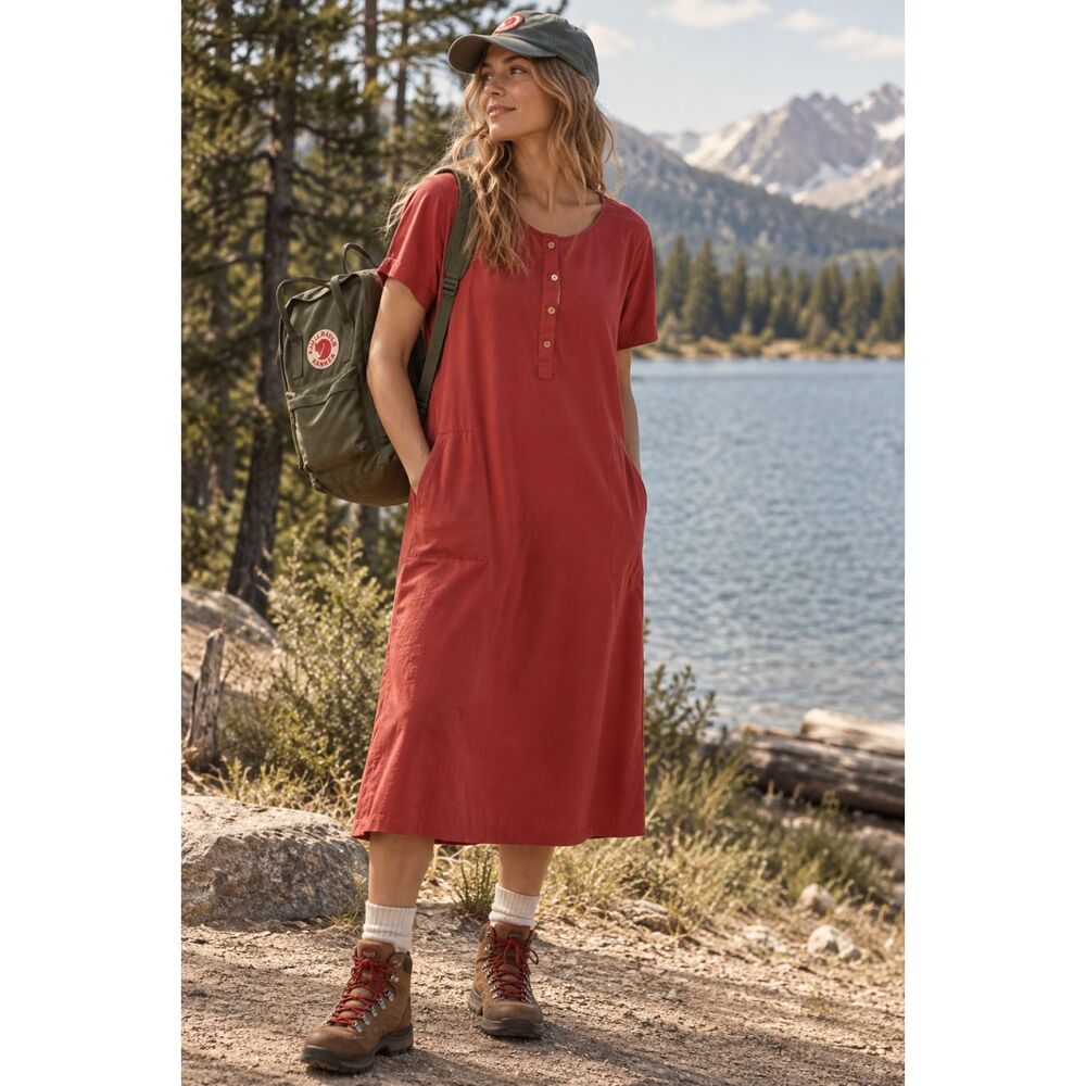 Fjallraven Kanken Red PInk A Line Midi Dress Women's Size Medium